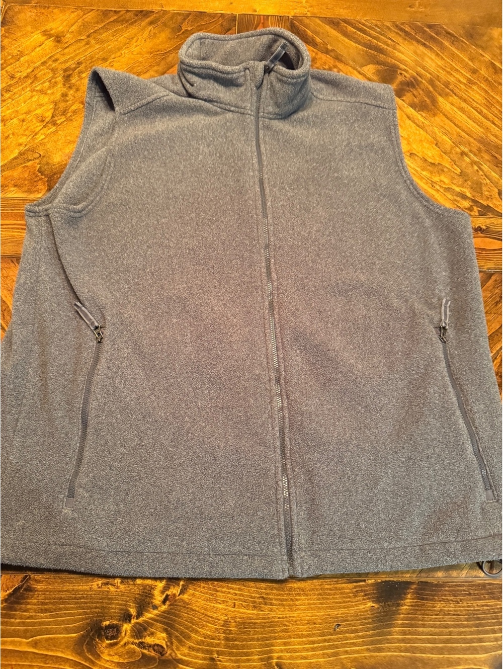 Lands' End Men's Grey Polyester Fleece Vest Size Large